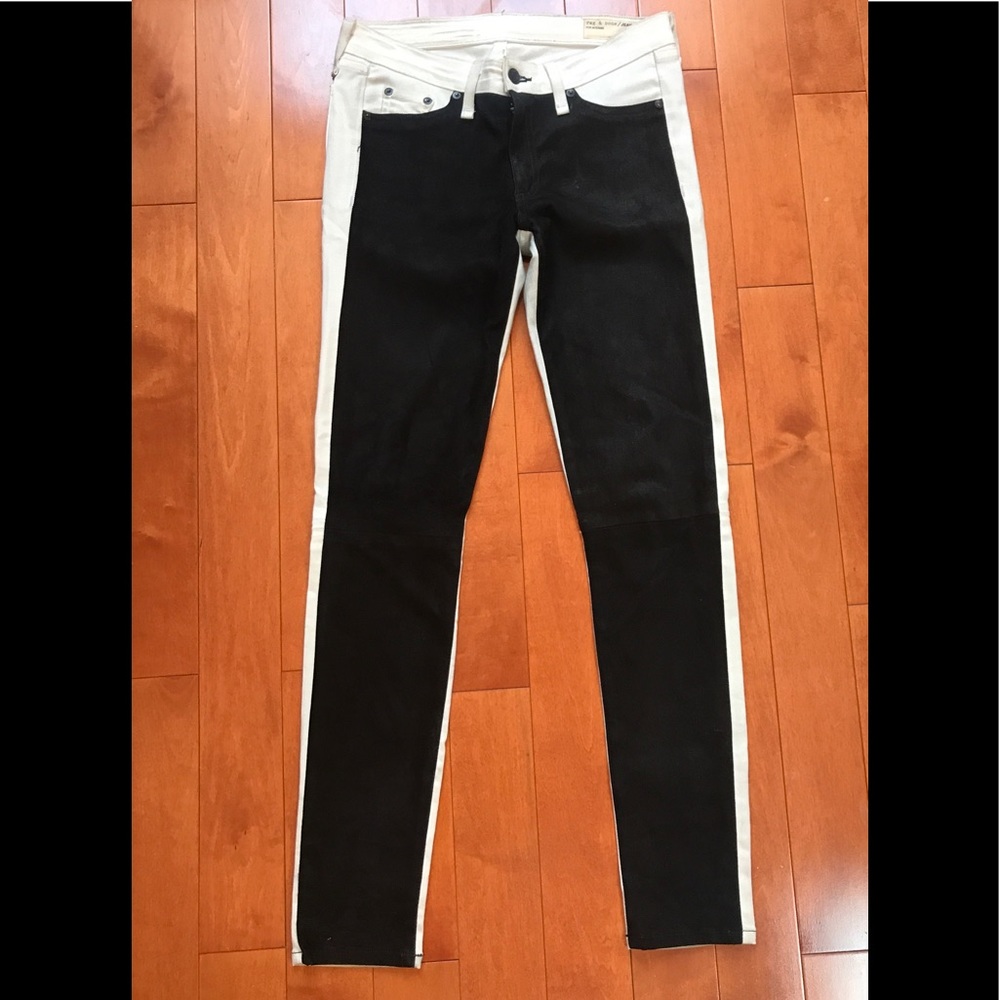 Rag & Bone combo suede/ white denim jeans